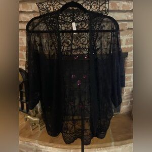 Xhilaration Black Lace Kimono